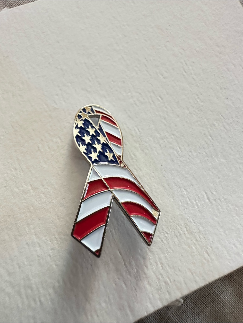 Patriotic Stars & Stripes Ribbon Lapel Pin Red White Blue